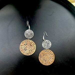 Elegant Gold and Silver Filigree Earrings